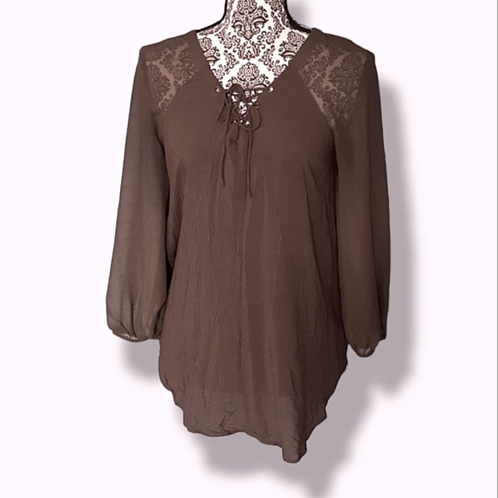 Express Green Sheer Boho Top
